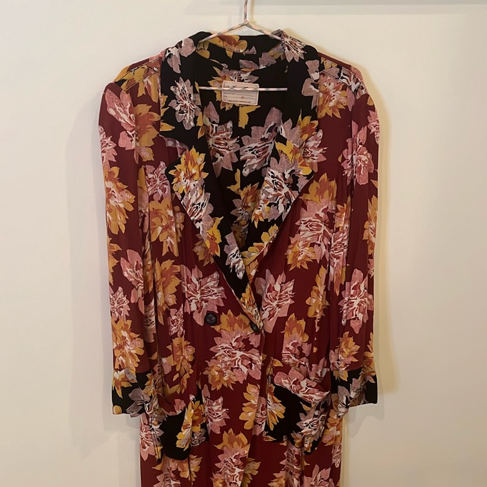 We The Free Free People long duster jacket floral sz XL 100% viscose